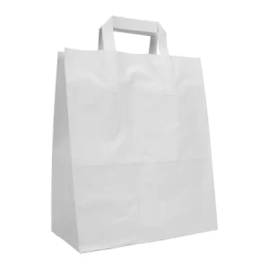 Χάρτινη Σακούλα Συσκευασίας Λευκή με Πλακέ Χεράκι 18x22x8cm (25τμχ)